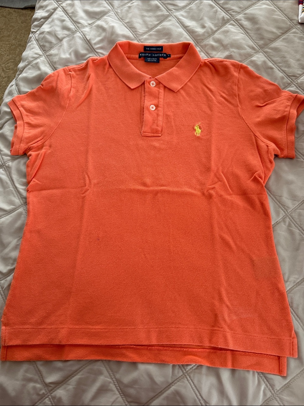 Ralph Lauren Orange Polo with Yellow Pony Embroidery